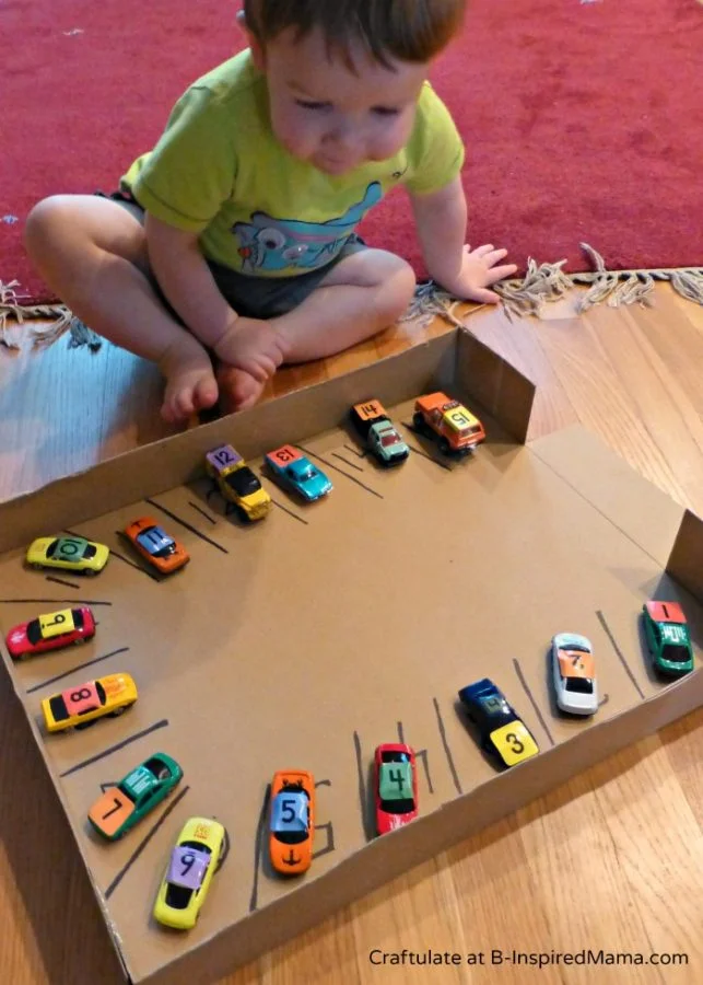 Easy DIY Cardboard Parking Lot Number Matching Activity