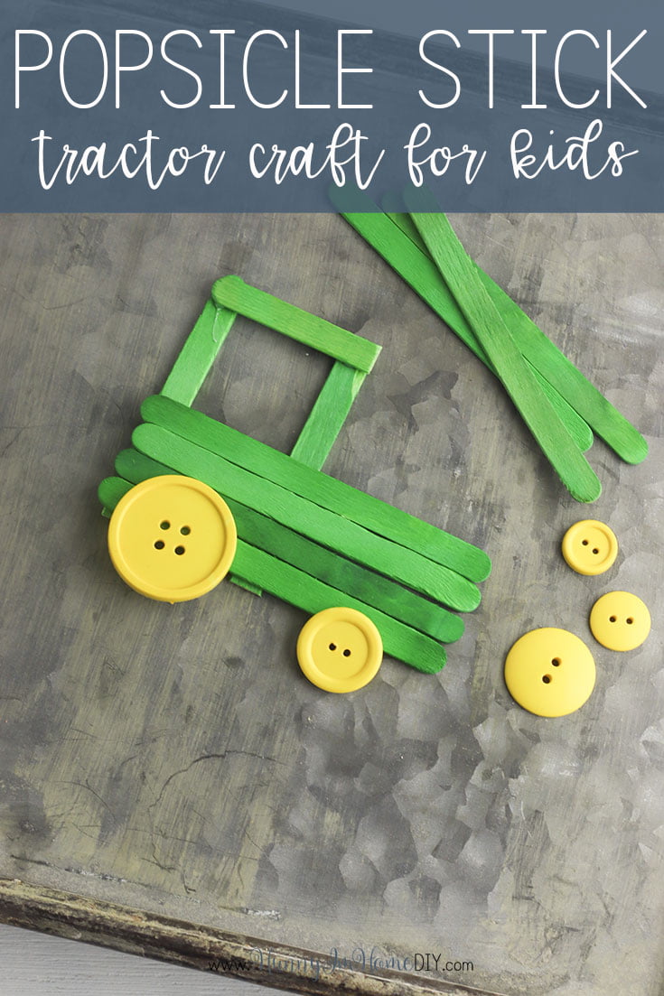 Popsicle Stick Tractor Preschool Farm Craft