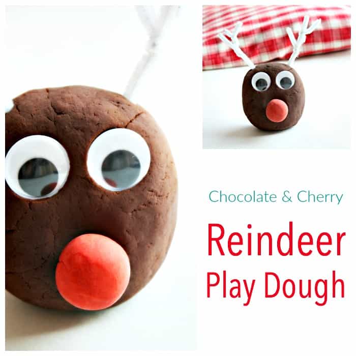 No Cook Chocolate & Cherry Reindeer Play Dough