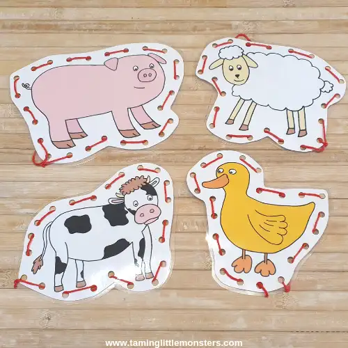 Free Farm Lacing Cards