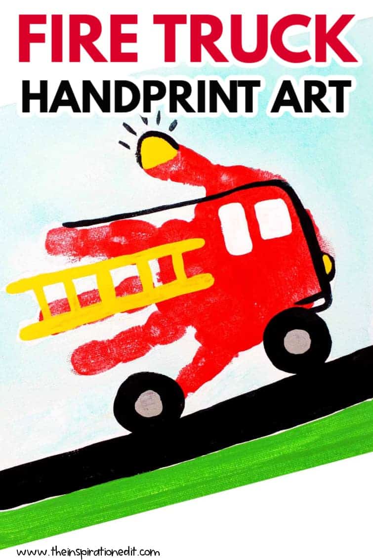 Preschool Fire Truck Craft Handprint Art