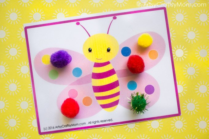 Printable Bug Theme Pom-Pom Match