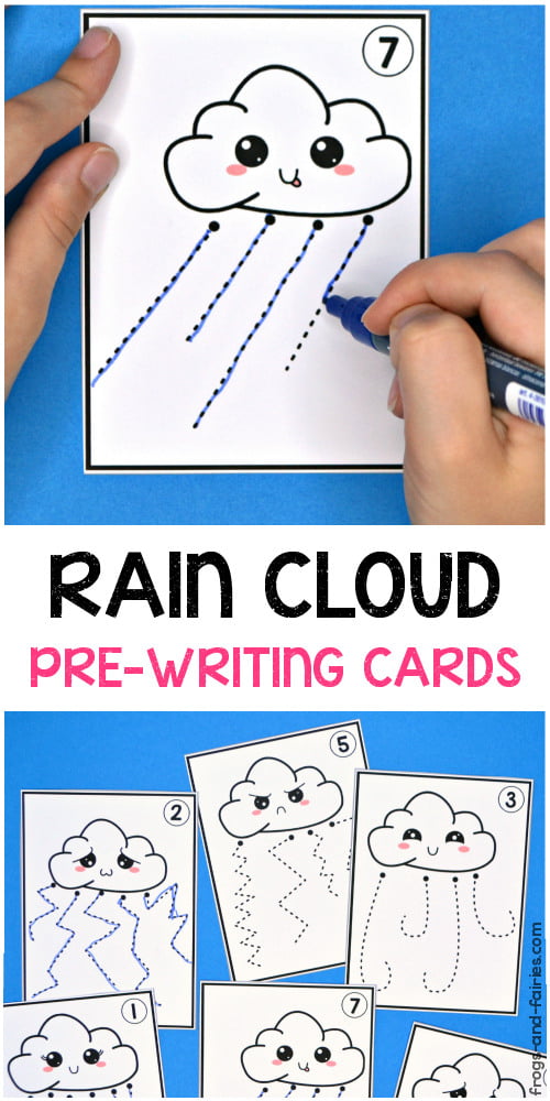 Rain Cloud Pre-Writing Tracing Cards