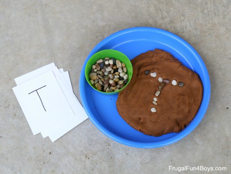 Dirt Play Dough + Rocks Writing Tray