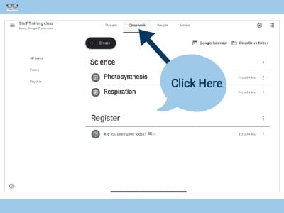Select the Classwork Tab