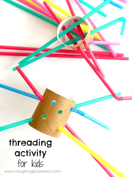 Threading Activity Using Straws and Cardboard Tubes