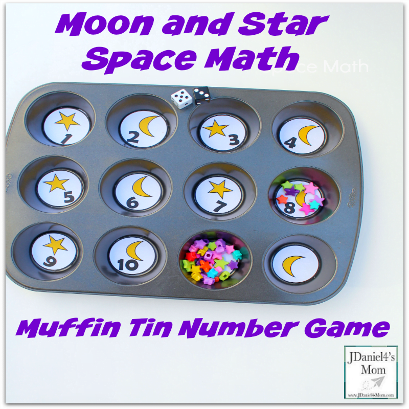Space Math- Moon and Star Muffin Tin Number Game