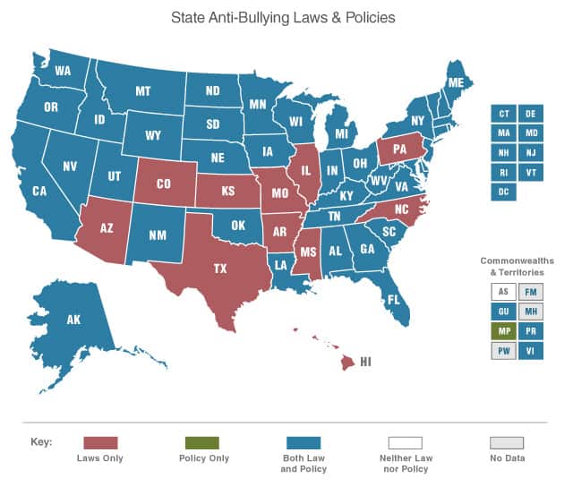 State anti-bullying laws in US