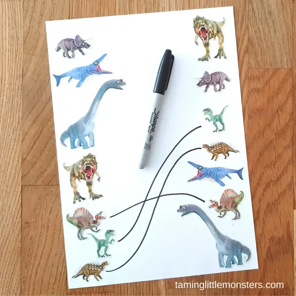 Dinosaur Stickers Matching Game