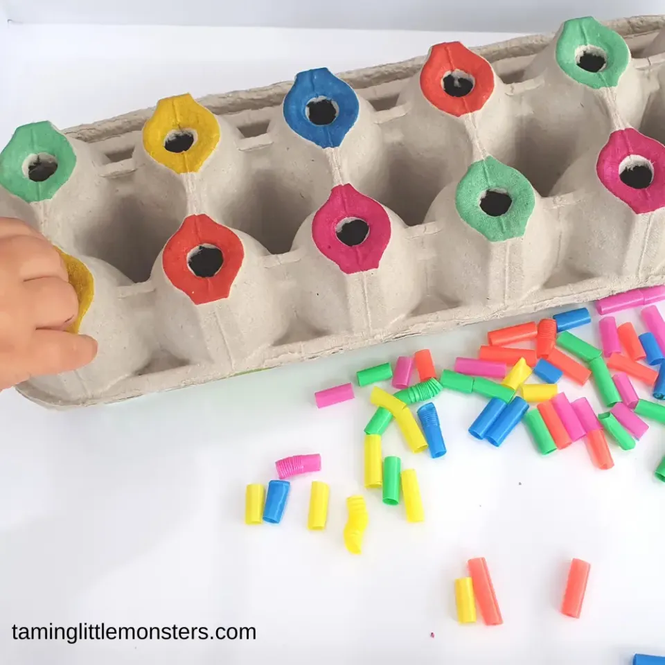 Easy Egg Carton Color Sort Activity