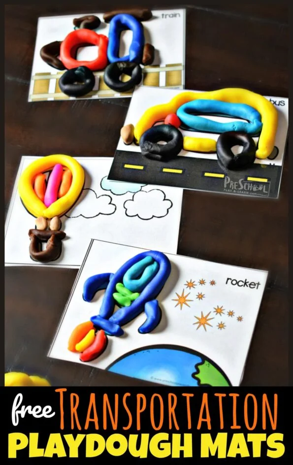  Transportation Playdough Mats