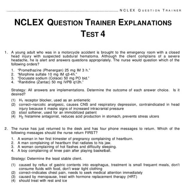 NCLEX question trainer explanations