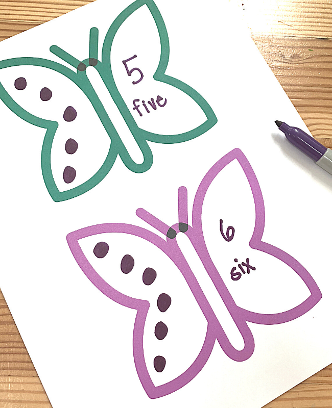 Butterfly Number Matching Activity