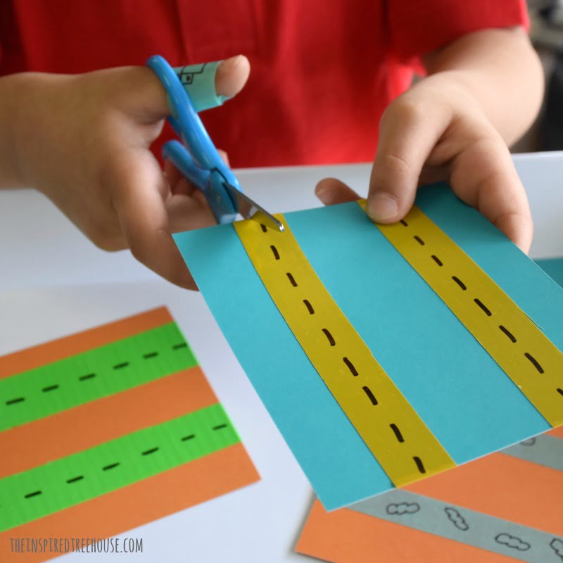 Vehicle Cutting Activity for Kids