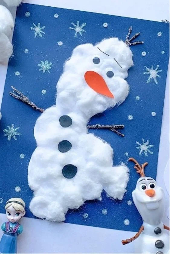 Cotton Ball Olaf for Wall